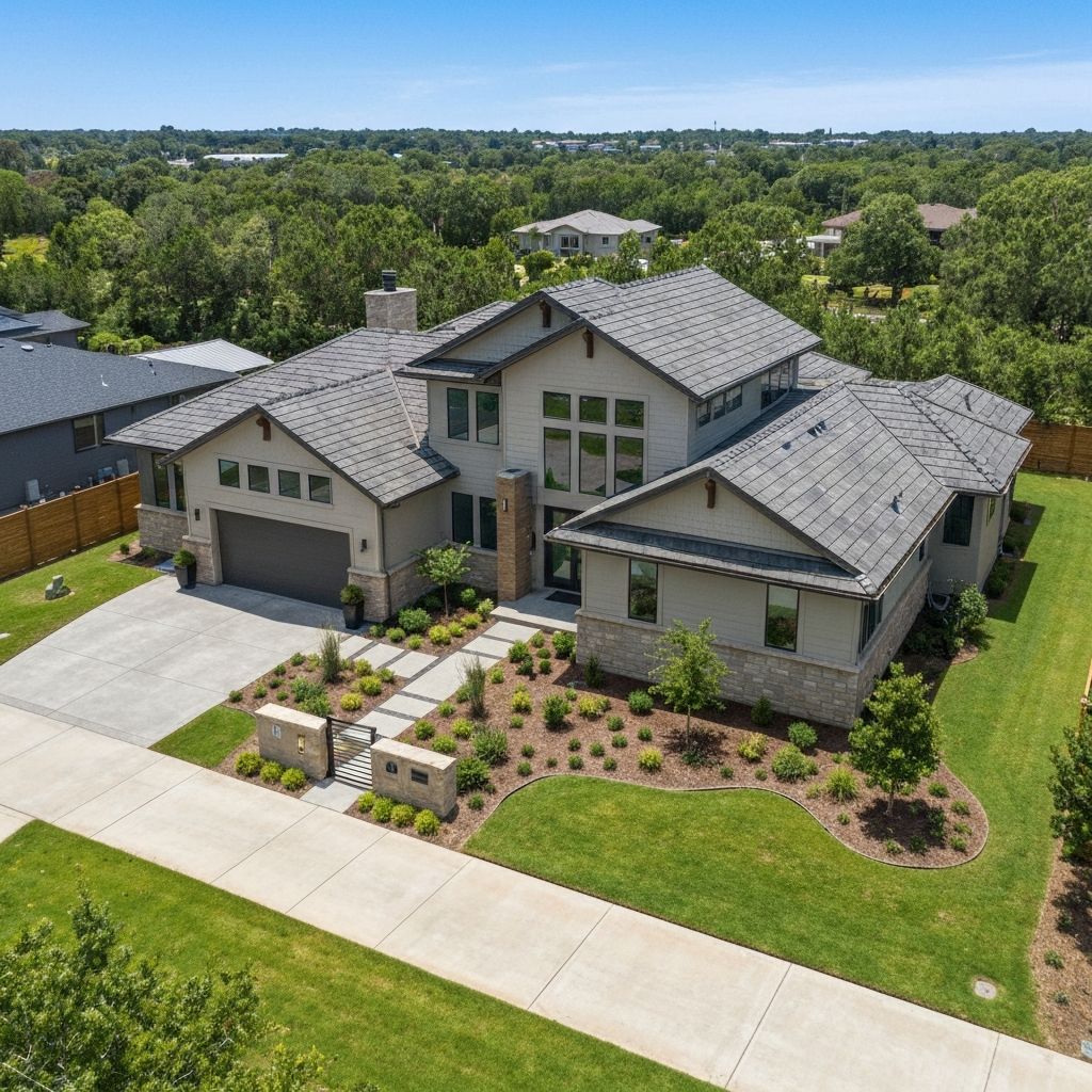 Real estate neighborhood aerial view
